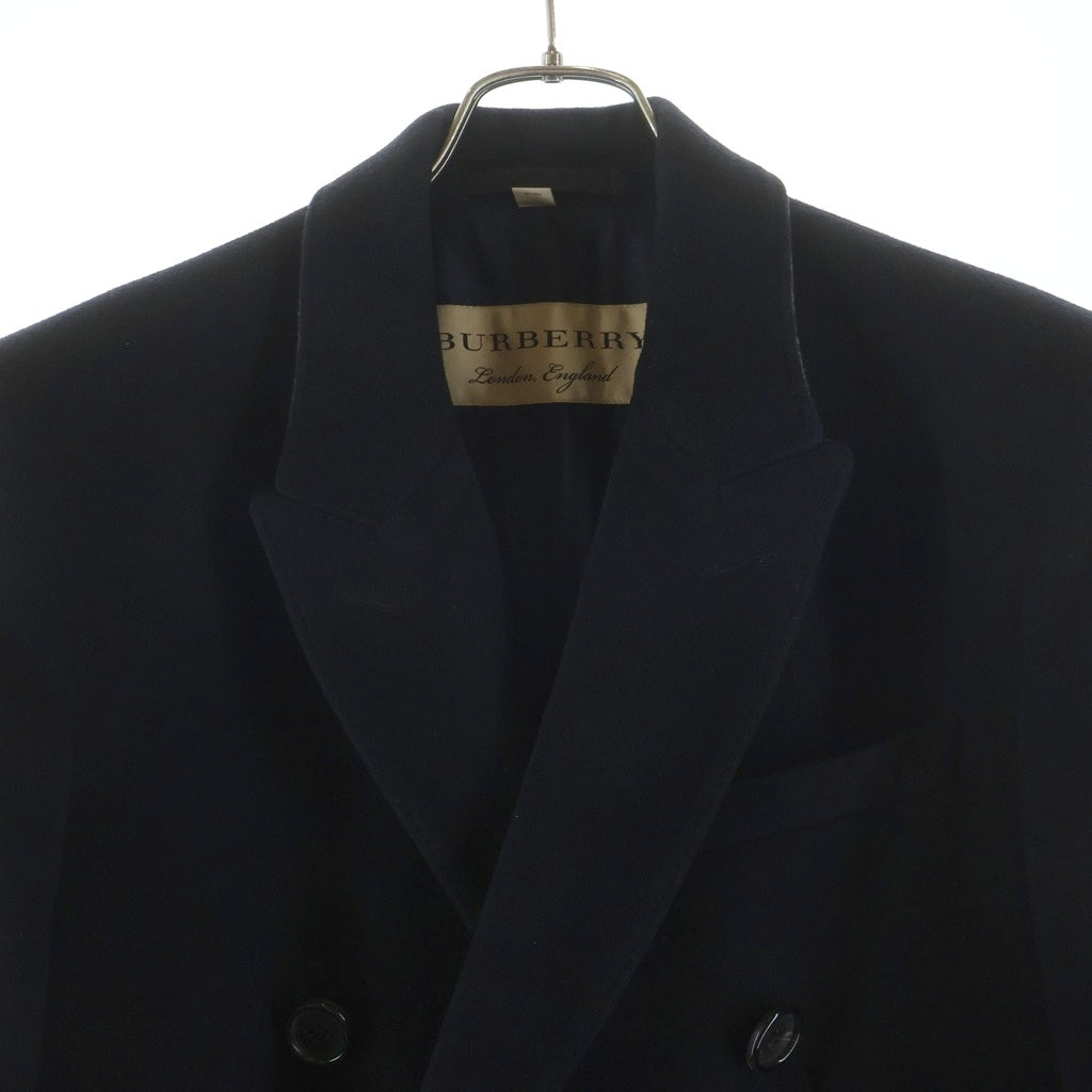 BURBERRY(バーバリー) カシミア混 裏地チェック 6B ウール ダブルコート ジャケット ブラック 4016646
