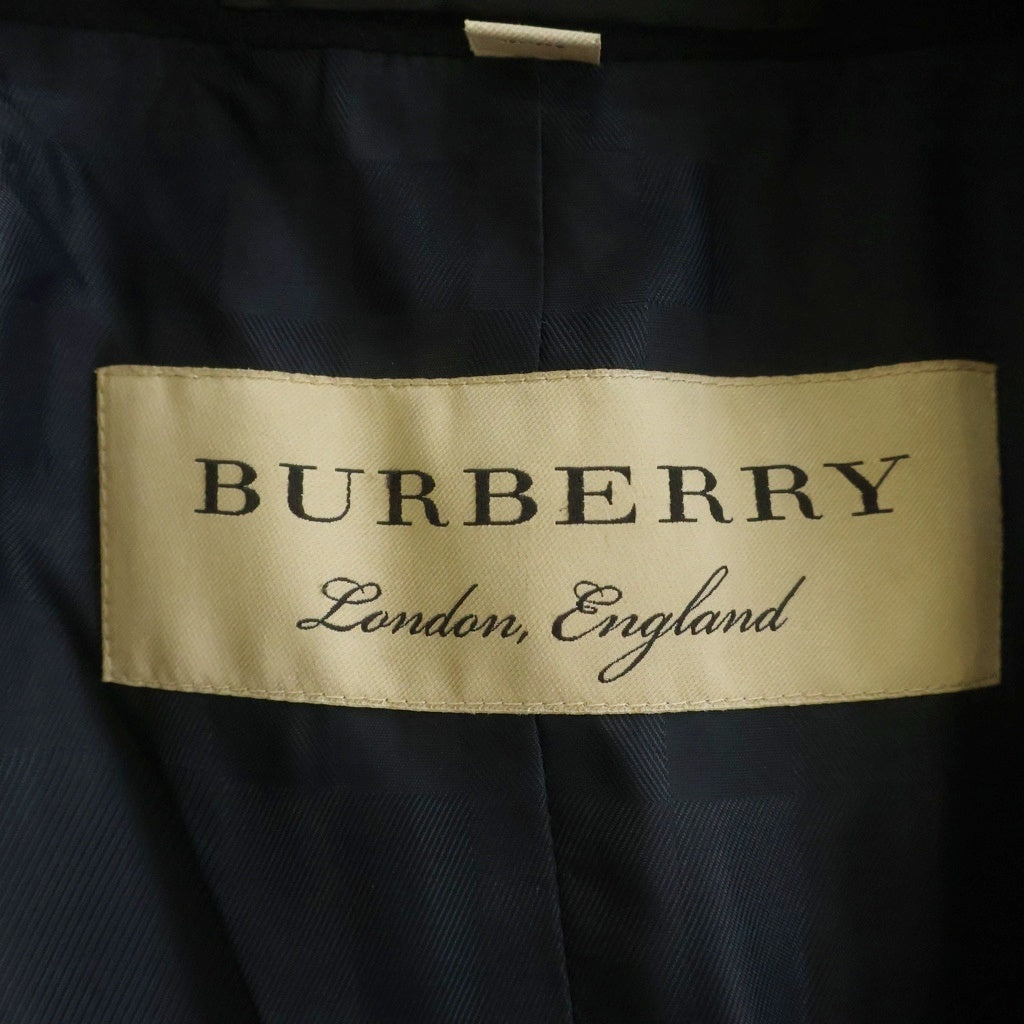 BURBERRY(バーバリー) カシミア混 裏地チェック 6B ウール ダブルコート ジャケット ブラック 4016646