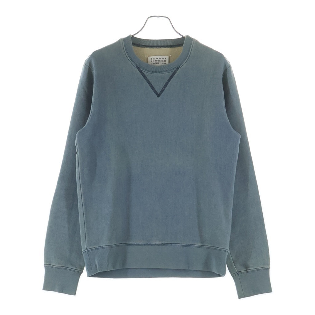 Maison Margiela(メゾンマルジェラ) 16AW エルボーパッチ Vガゼット クルーネックスウェットシャツ トレーナー インディゴ 50GU003230446