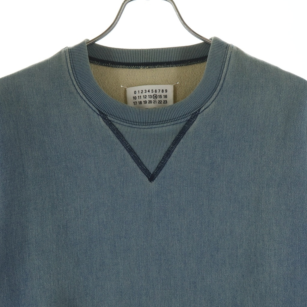 Maison Margiela(メゾンマルジェラ) 16AW エルボーパッチ Vガゼット クルーネックスウェットシャツ トレーナー インディゴ 50GU003230446