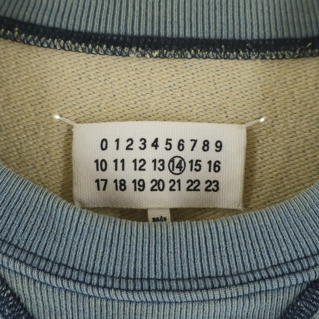 Maison Margiela(メゾンマルジェラ) 16AW エルボーパッチ Vガゼット クルーネックスウェットシャツ トレーナー インディゴ 50GU003230446