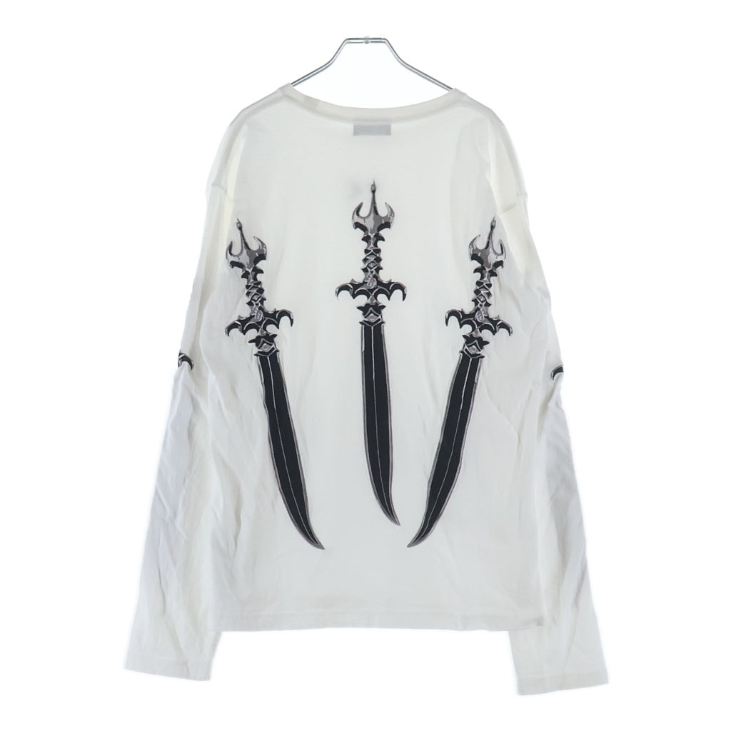 THUG CLUB(サグクラブ) Arab Sword Long-Sleeve アラブソード エンブロイダリー ロングスリーブカットソー 長袖Tシャツ ホワイト TC24TS1801