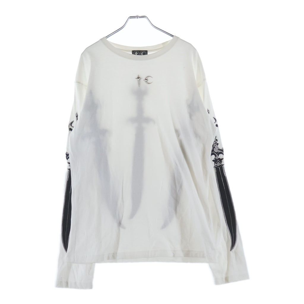 THUG CLUB(サグクラブ) Arab Sword Long-Sleeve アラブソード エンブロイダリー ロングスリーブカットソー 長袖Tシャツ ホワイト TC24TS1801