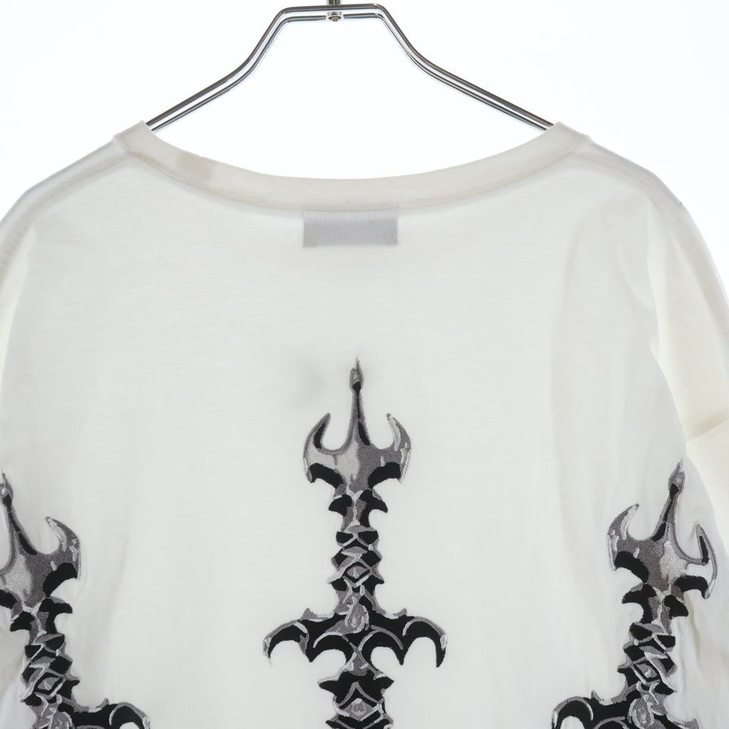 THUG CLUB(サグクラブ) Arab Sword Long-Sleeve アラブソード エンブロイダリー ロングスリーブカットソー 長袖Tシャツ ホワイト TC24TS1801