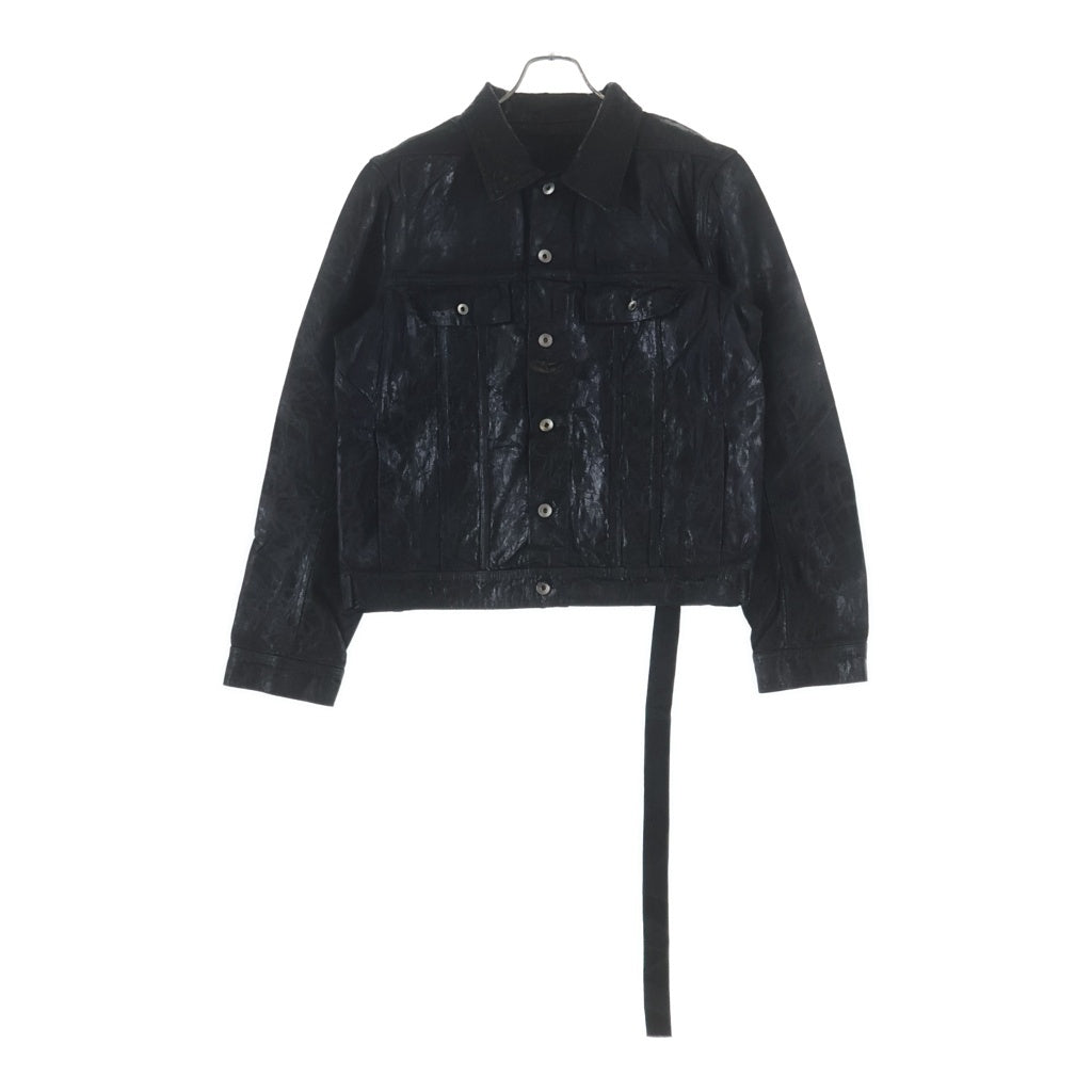Rick Owens DRKSHDW(リックオウエンス ダークシャドウ) MEGACRUST DENIM TRUCKER JACKET コーティング加工 デニムトラッカージャケット ブラック DU02D2751-BMC