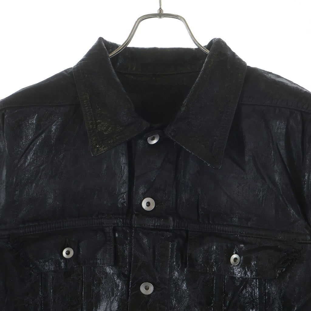 Rick Owens DRKSHDW(リックオウエンス ダークシャドウ) MEGACRUST DENIM TRUCKER JACKET コーティング加工 デニムトラッカージャケット ブラック DU02D2751-BMC