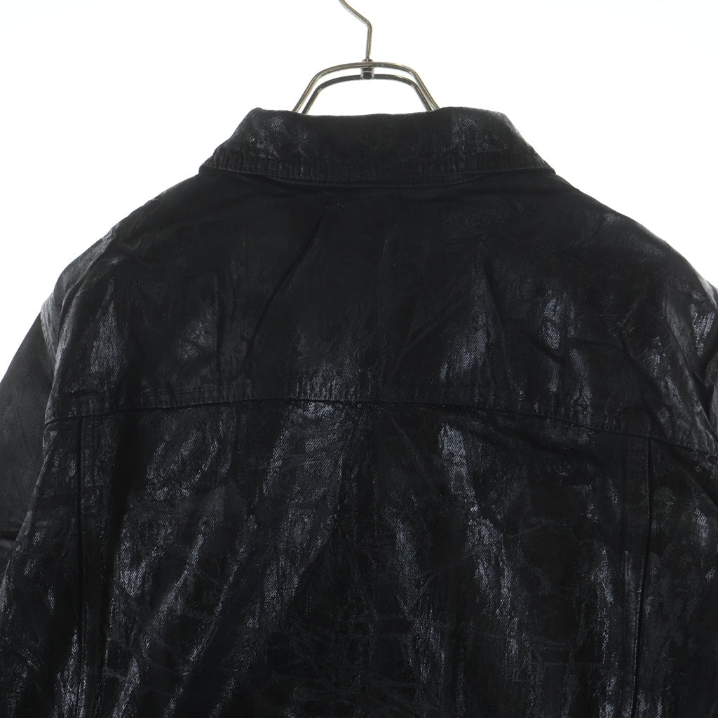 Rick Owens DRKSHDW(リックオウエンス ダークシャドウ) MEGACRUST DENIM TRUCKER JACKET コーティング加工 デニムトラッカージャケット ブラック DU02D2751-BMC