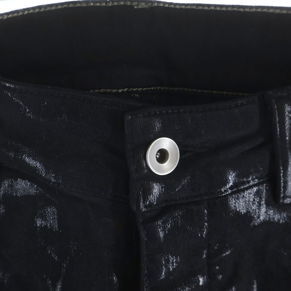 Rick Owens DRKSHDW(リックオウエンス ダークシャドウ) SLASHED TYRONE CUT BLACK FOIL COATED JEANS コーティング ダメージ加工 スラッシュドタイロンカットスキニーパンツ DU02B4364-SBFLS