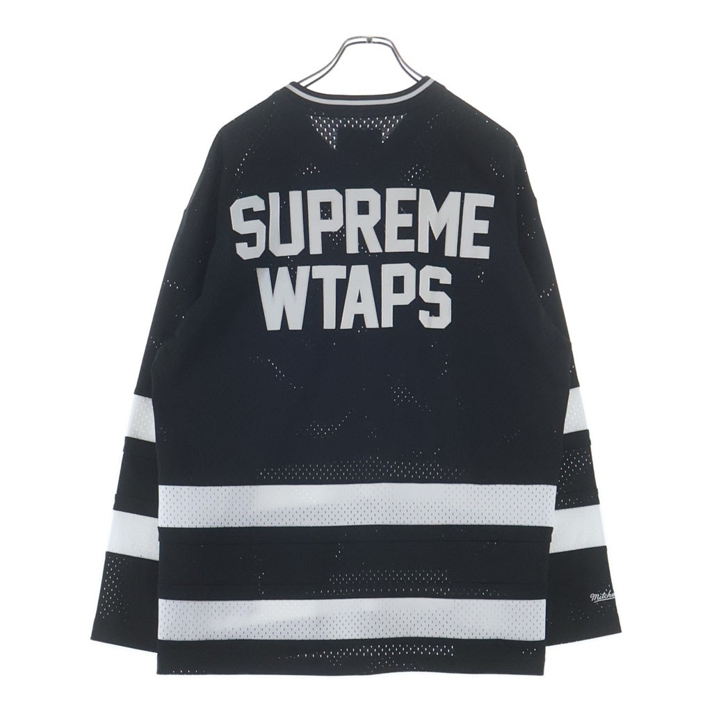 SUPREME(シュプリーム) 21SS ×WTAPS ×Mitchell&Ness Hockey Jersey ダブルタップス ミッチェルアンドネス ホッケー ジャージ Vネック長袖Tシャツ カットソー ブラック