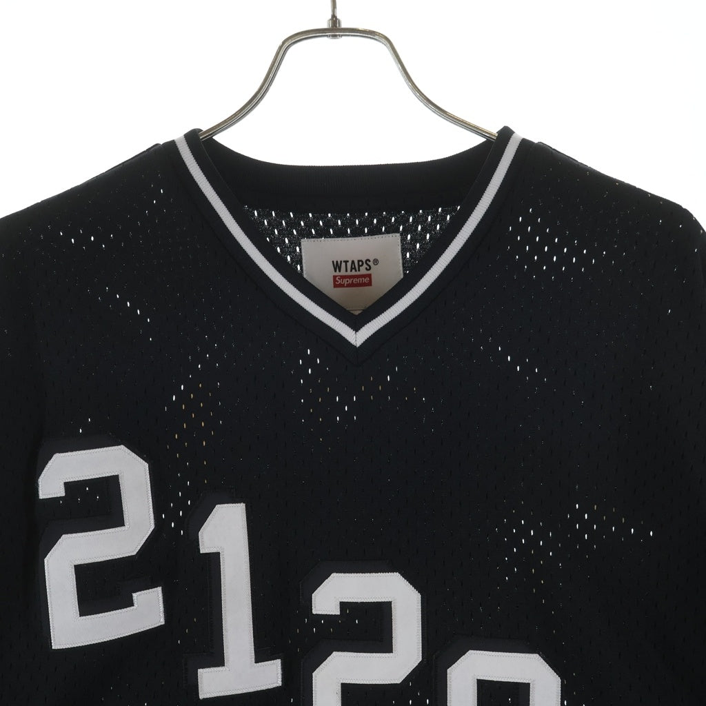 SUPREME(シュプリーム) 21SS ×WTAPS ×Mitchell&Ness Hockey Jersey ダブルタップス ミッチェルアンドネス ホッケー ジャージ Vネック長袖Tシャツ カットソー ブラック