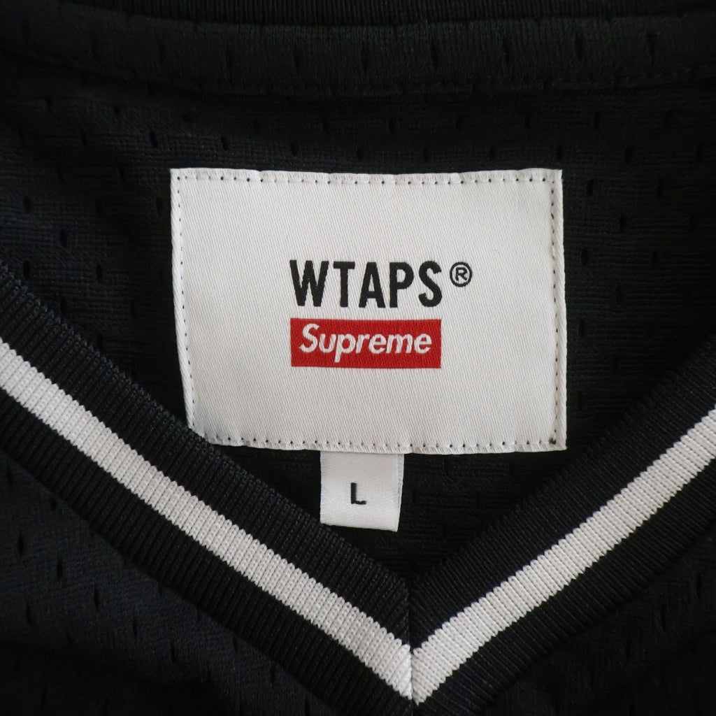 SUPREME(シュプリーム) 21SS ×WTAPS ×Mitchell&Ness Hockey Jersey ダブルタップス ミッチェルアンドネス ホッケー ジャージ Vネック長袖Tシャツ カットソー ブラック