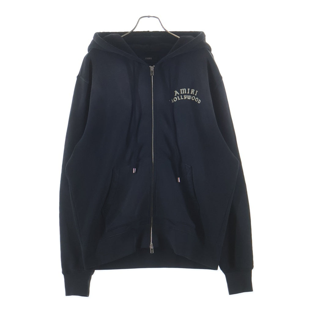 AMIRI(アミリ) 25AW HOLLYWOOD ZIP HOODIE ハリウッドエンブロイダリー ジップアップフーディ スウェットパーカー ブラック AMJYHD1132
