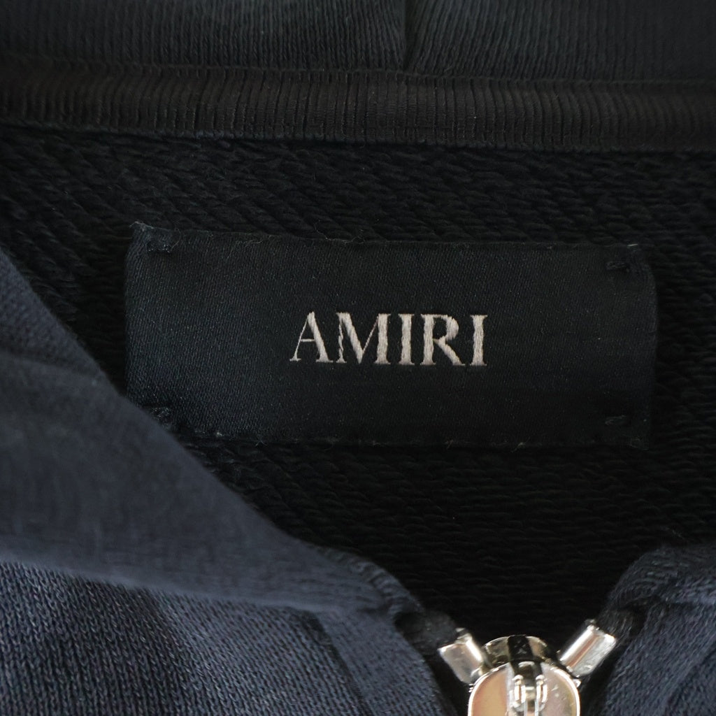 AMIRI(アミリ) 25AW HOLLYWOOD ZIP HOODIE ハリウッドエンブロイダリー ジップアップフーディ スウェットパーカー ブラック AMJYHD1132