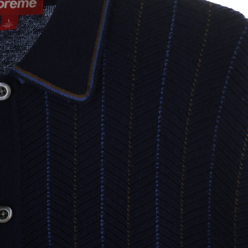 SUPREME(シュプリーム) 25SS Herringbone Cardigan ヘリンボーン ストライプ ニットカーディガン ネイビー