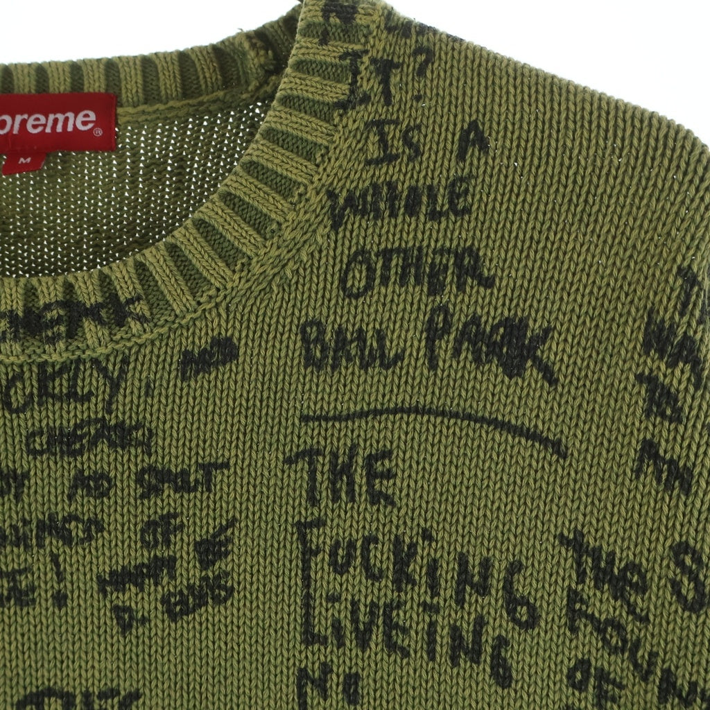 SUPREME(シュプリーム) 23SS Gonz Poems Sweater ゴンズ ポエムス クルーネックニットセーター カーキ