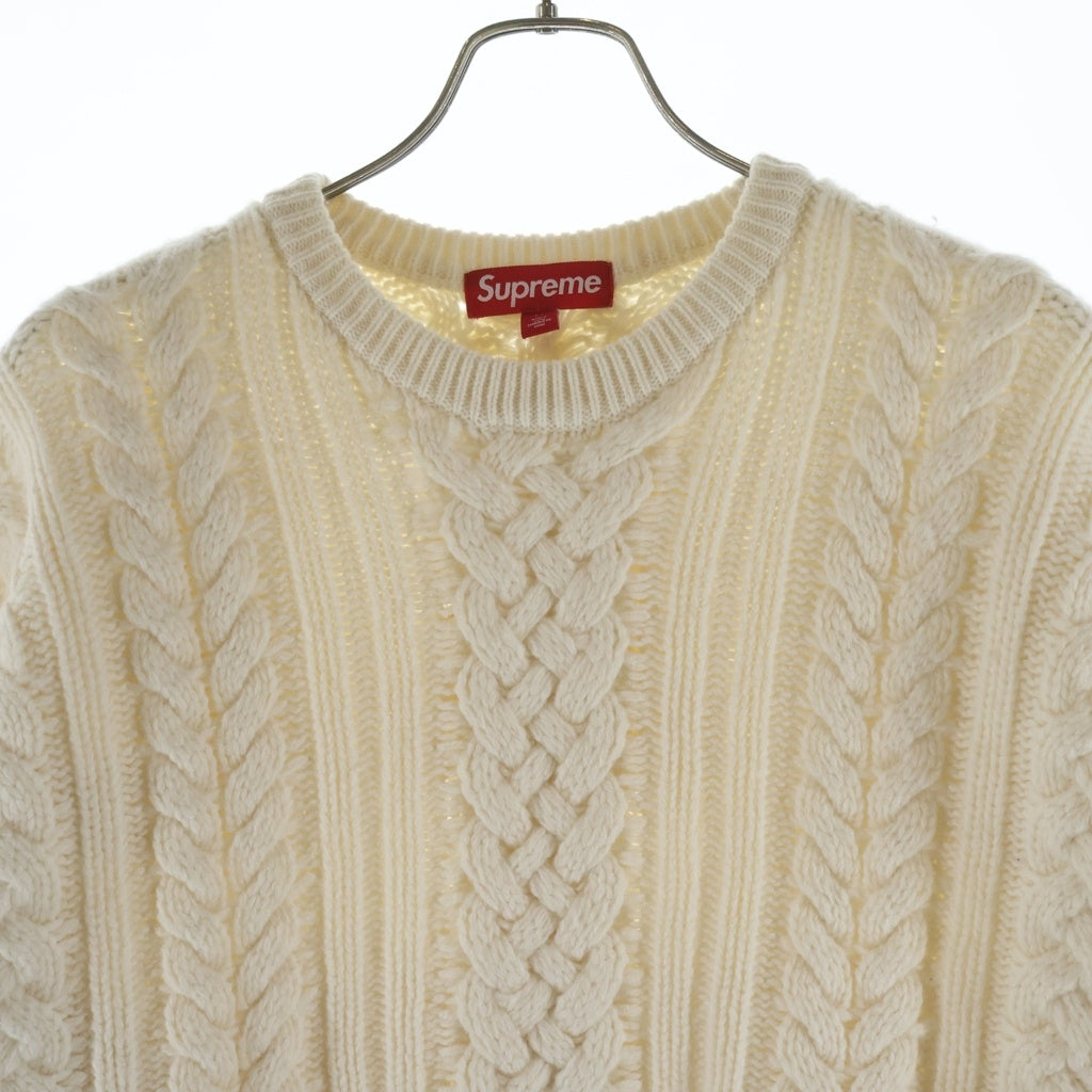 SUPREME(シュプリーム) 23AW Applique Cable Knit Sweater アップリケ ケーブル クルーネックニットセーター ホワイト