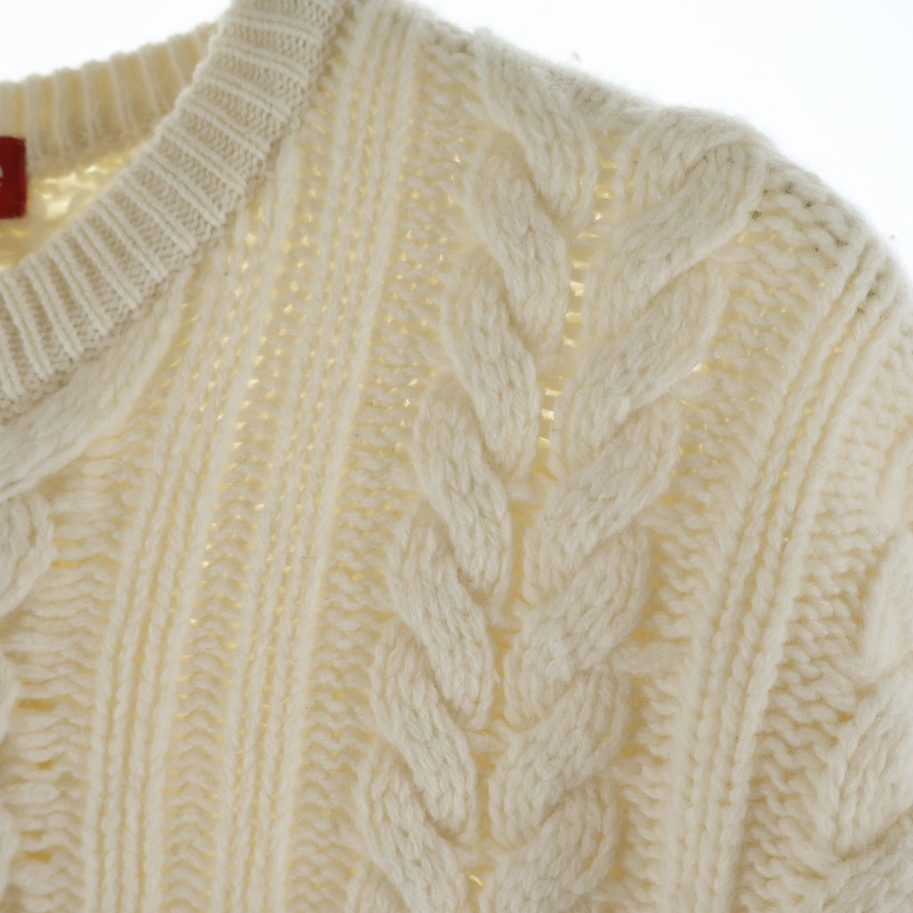 SUPREME(シュプリーム) 23AW Applique Cable Knit Sweater アップリケ ケーブル クルーネックニットセーター ホワイト