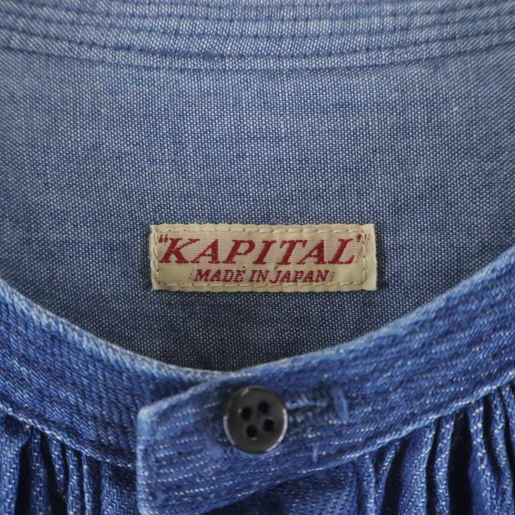 KAPITAL(キャピタル) バンドカラー デニム 長袖ワンピース レディース