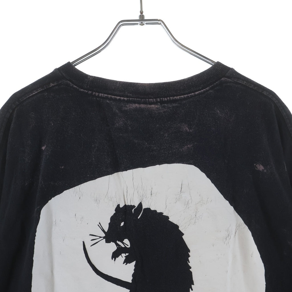 STUSSY(ステューシー) MULTI LOGO RAT SKULL L/S TEE マルチロゴ ラットスカルプリント クルーネック長袖Tシャツ カットソー ブラック