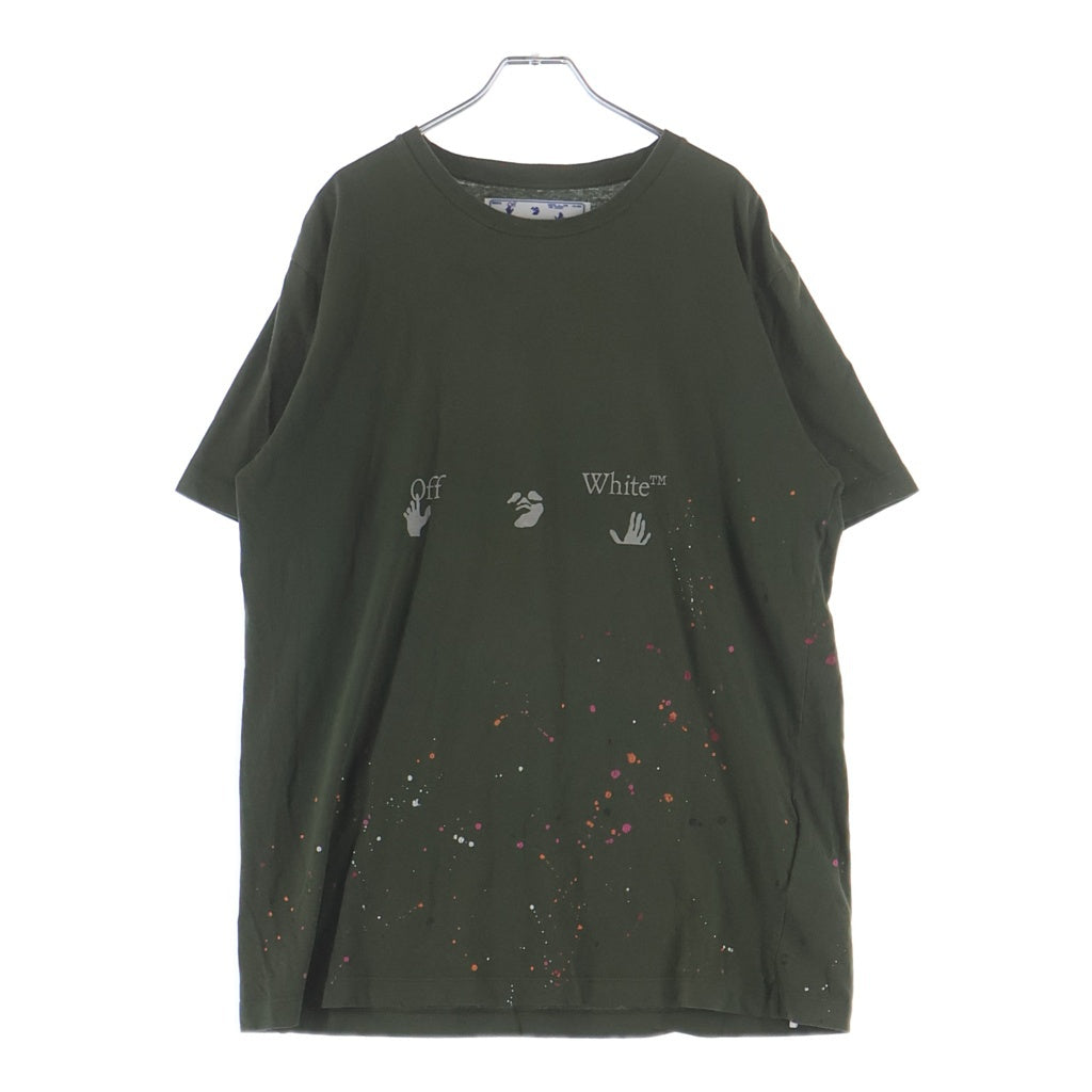 OFF-WHITE(オフホワイト) 21SS Vintage Paint Logo Tee ヴィンテージペイント ロゴ クルーネック半袖Tシャツ カットソー カーキ OMAA027S21JER002