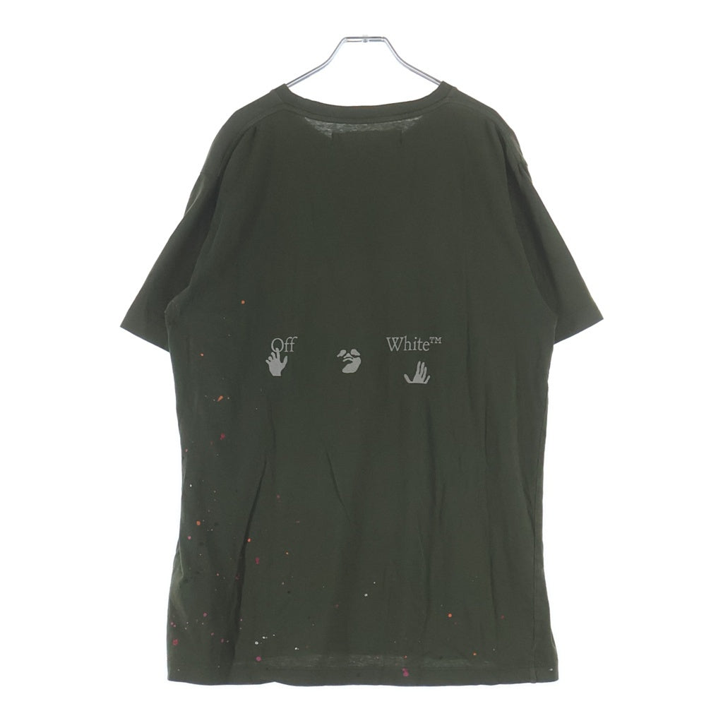 OFF-WHITE(オフホワイト) 21SS Vintage Paint Logo Tee ヴィンテージペイント ロゴ クルーネック半袖Tシャツ カットソー カーキ OMAA027S21JER002
