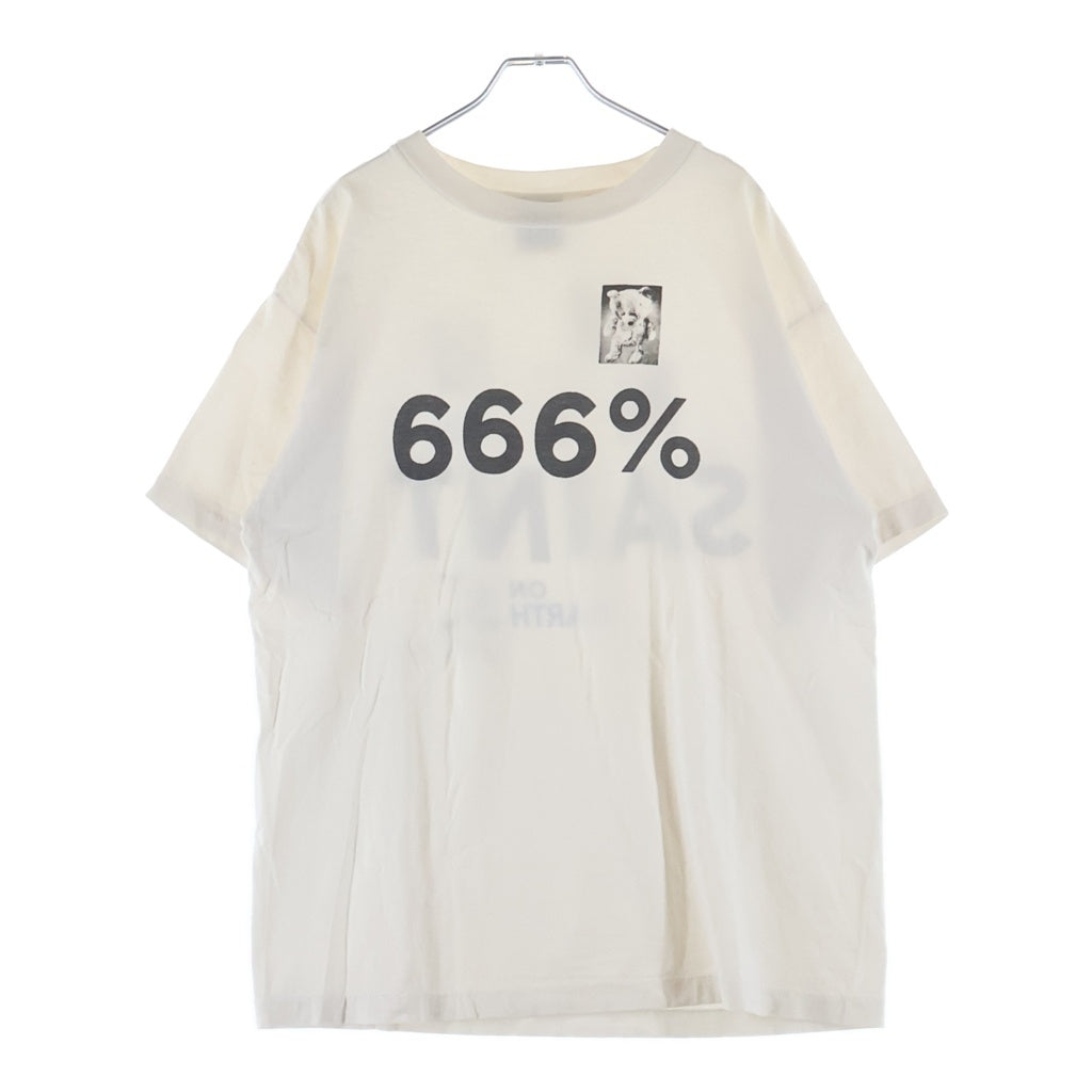 SAINT MICHAEL(セントマイケル) 21AW T-SHIRT 666% グラフィックプリント クルーネック半袖Tシャツ カットソー ホワイト SM-A21-0000-004