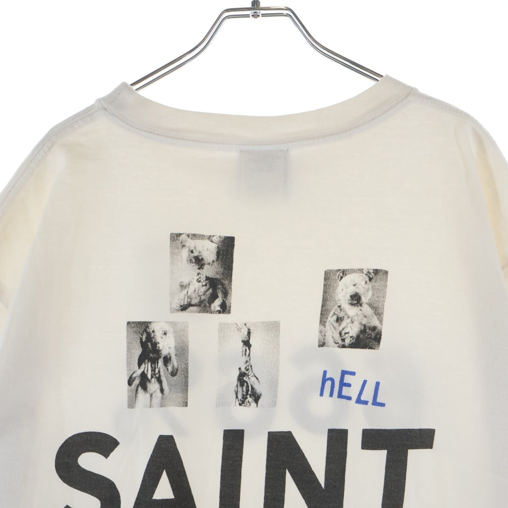SAINT MICHAEL(セントマイケル) 21AW T-SHIRT 666% グラフィックプリント クルーネック半袖Tシャツ カットソー ホワイト SM-A21-0000-004