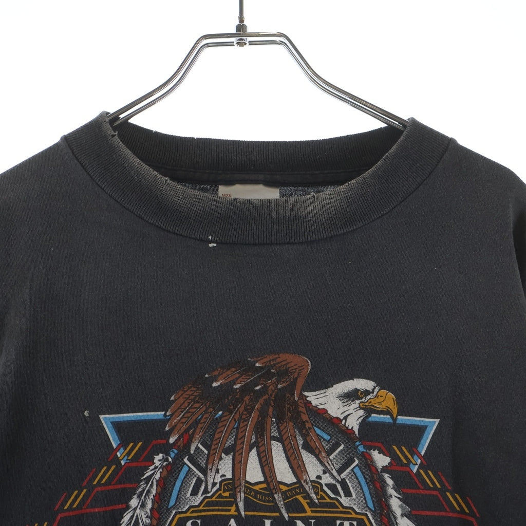 SAINT MICHAEL(セントマイケル) 25SS ×TEFLON DISCO LS TEE テフロンディスコ加工 クルーネック長袖Tシャツ カットソー ブラック SM-HR8-0000-C40