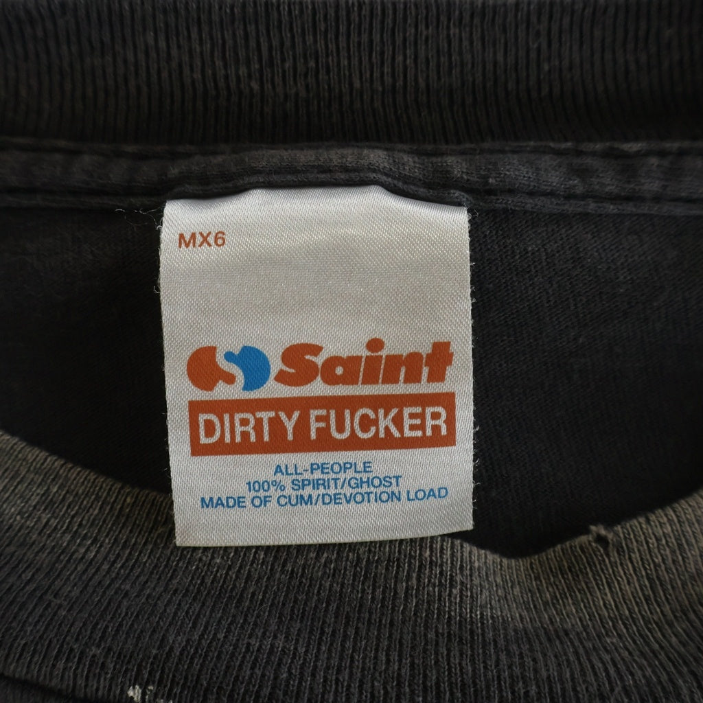 SAINT MICHAEL(セントマイケル) 25SS ×TEFLON DISCO LS TEE テフロンディスコ加工 クルーネック長袖Tシャツ カットソー ブラック SM-HR8-0000-C40