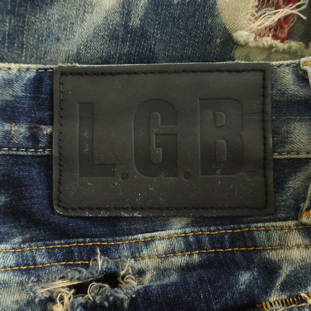 L.G.B.(ルグランブルー) ST105-B2D+BR+L ブリーチ ダメージ加工 スリムフィットデニムパンツ インディゴ 77709BL