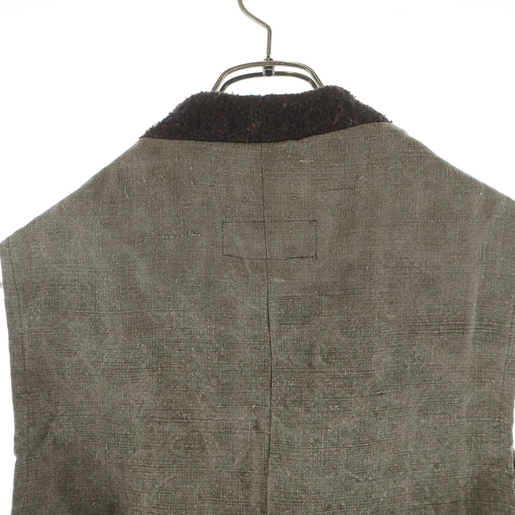 GREG LAUREN(グレッグローレン) STRIPED BLANKET VEST トグルボタン 切替デザイン ブランケット ジレベスト ブラウン