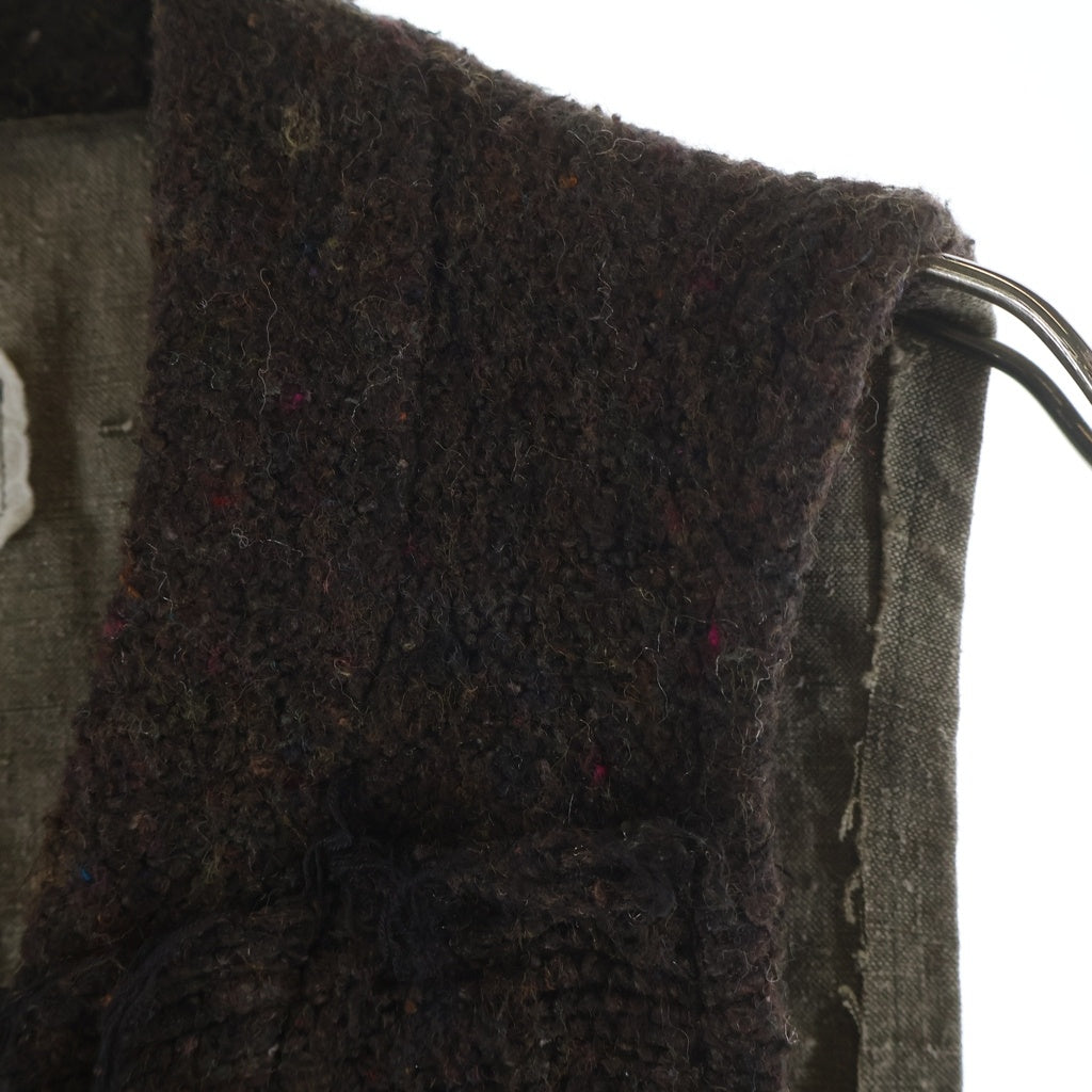 GREG LAUREN(グレッグローレン) STRIPED BLANKET VEST トグルボタン 切替デザイン ブランケット ジレベスト ブラウン