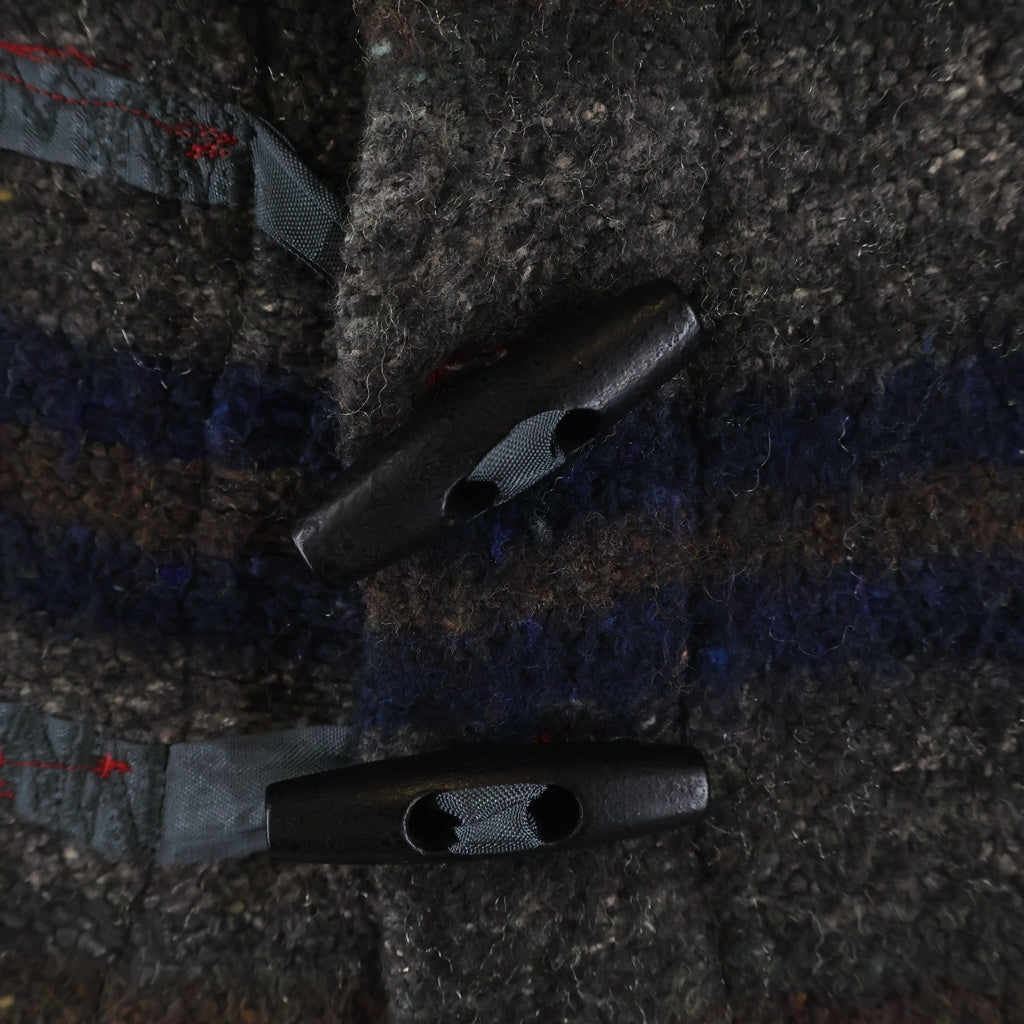 GREG LAUREN(グレッグローレン) STRIPED BLANKET VEST トグルボタン 切替デザイン ブランケット ジレベスト ブラウン