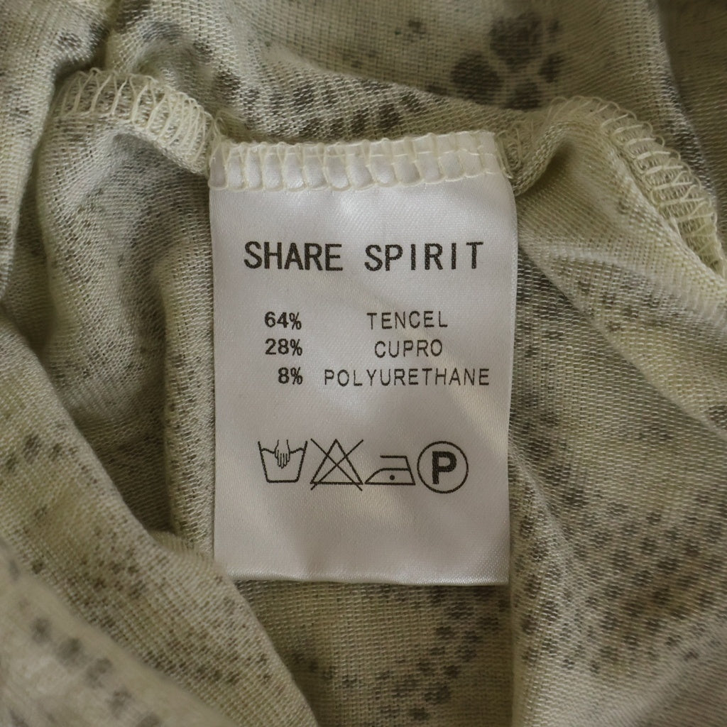 SHARE SPIRIT(シェアスピリット) レース総柄プリント テンセル アシンメトリー セカンドスキン カットソー ベージュ レディース KA1209