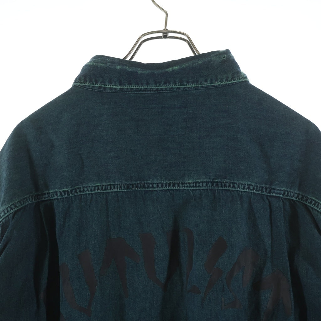 cvtvlist(カタリスト) DENIM DYED SHIRT ガーメントダイ ダメージ加工 長袖デニムシャツ グリーン 2201030202