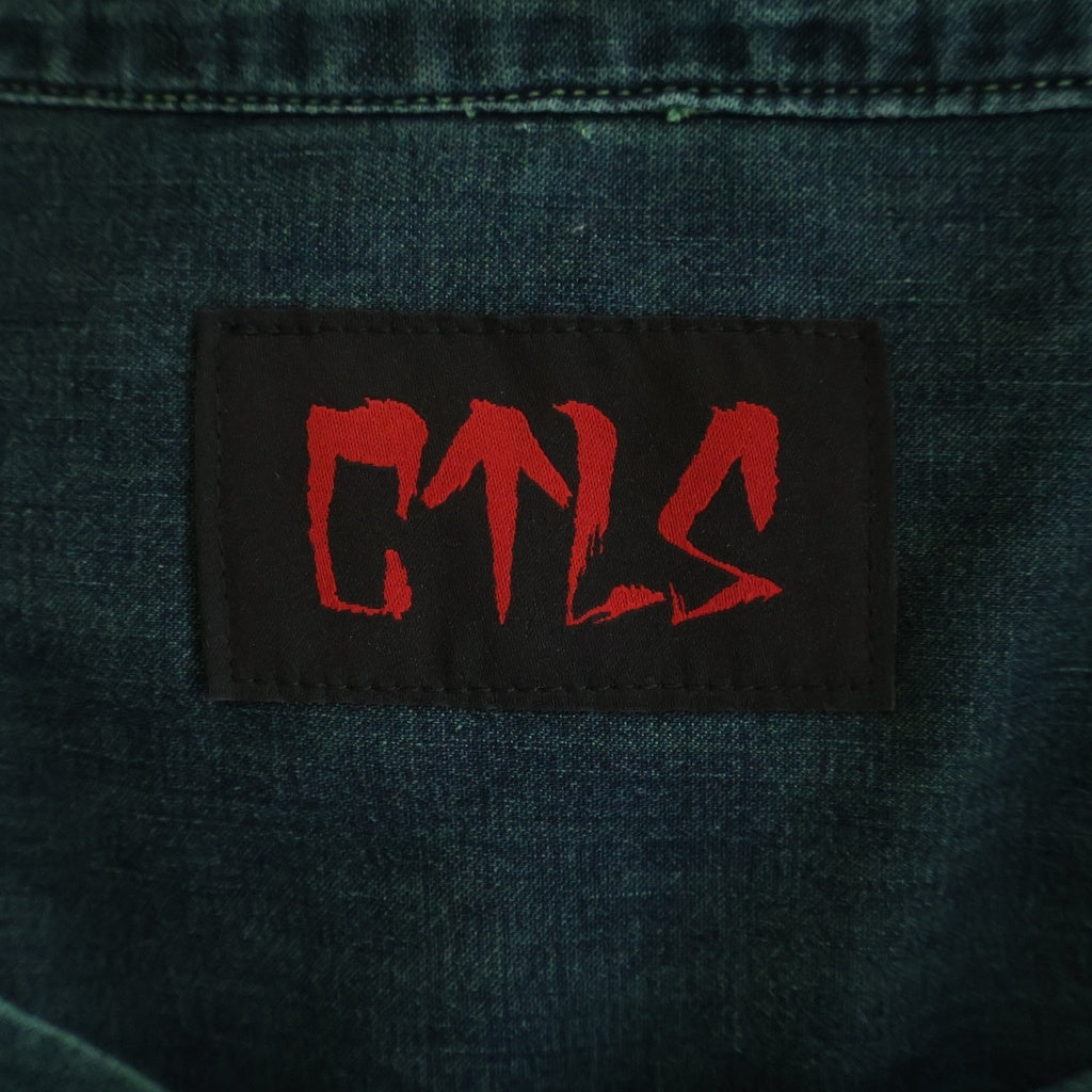 cvtvlist(カタリスト) DENIM DYED SHIRT ガーメントダイ ダメージ加工 長袖デニムシャツ グリーン 2201030202