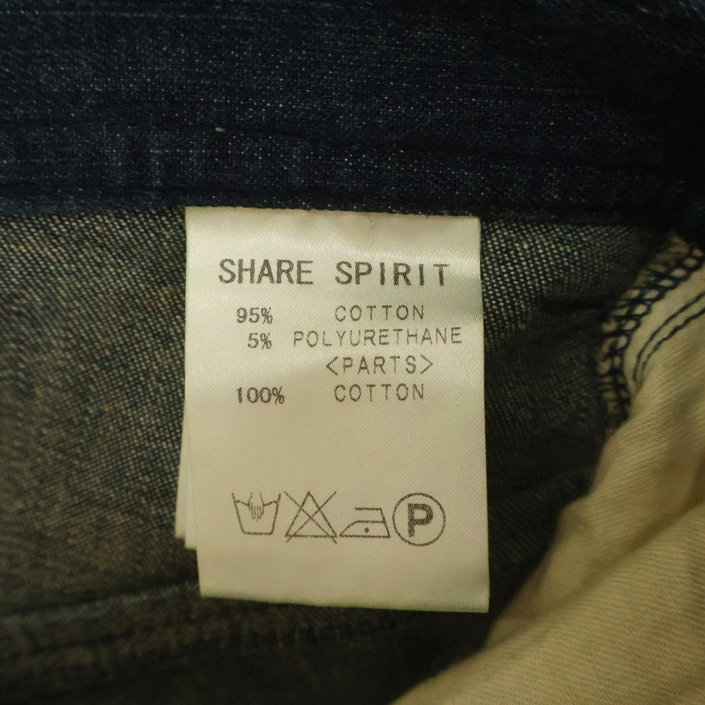 SHARE SPIRIT(シェアスピリット) パッチワーク コットン ストレートデニムパンツ レディース インディゴ FS1601