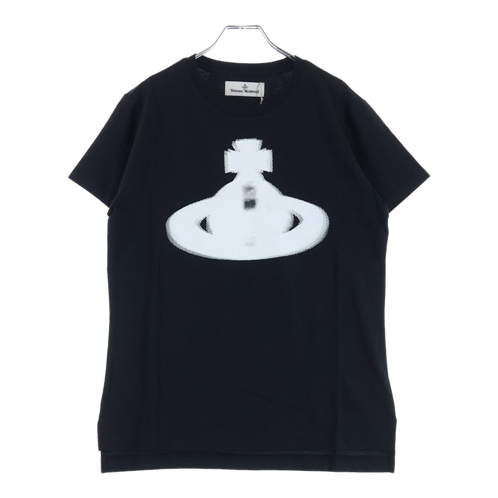 Vivienne Westwood(ヴィヴィアンウエストウッド) 25SS HALFTONE ORB PERU ハーフトーン オーブプリント クルーネック半袖Tシャツ カットソー レディース ブラック 3G01003H