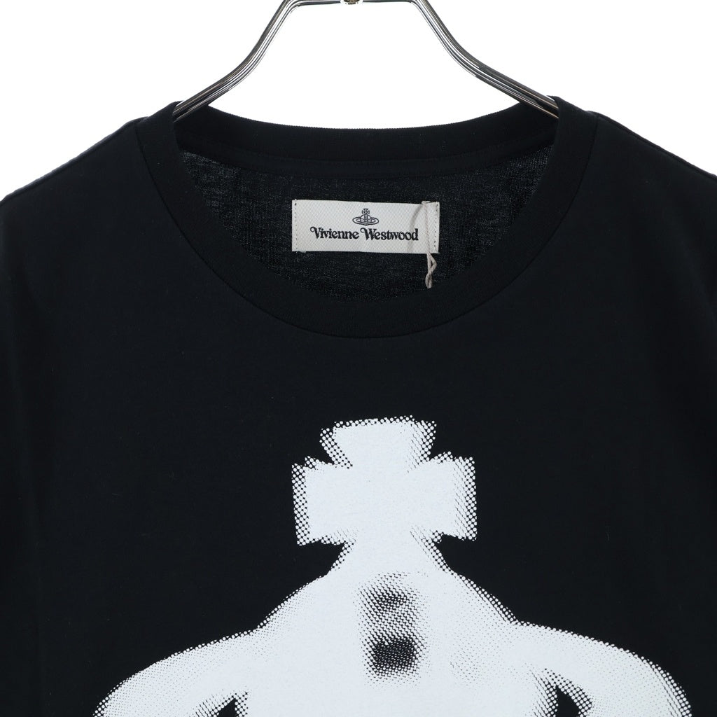 Vivienne Westwood(ヴィヴィアンウエストウッド) 25SS HALFTONE ORB PERU ハーフトーン オーブプリント クルーネック半袖Tシャツ カットソー レディース ブラック 3G01003H