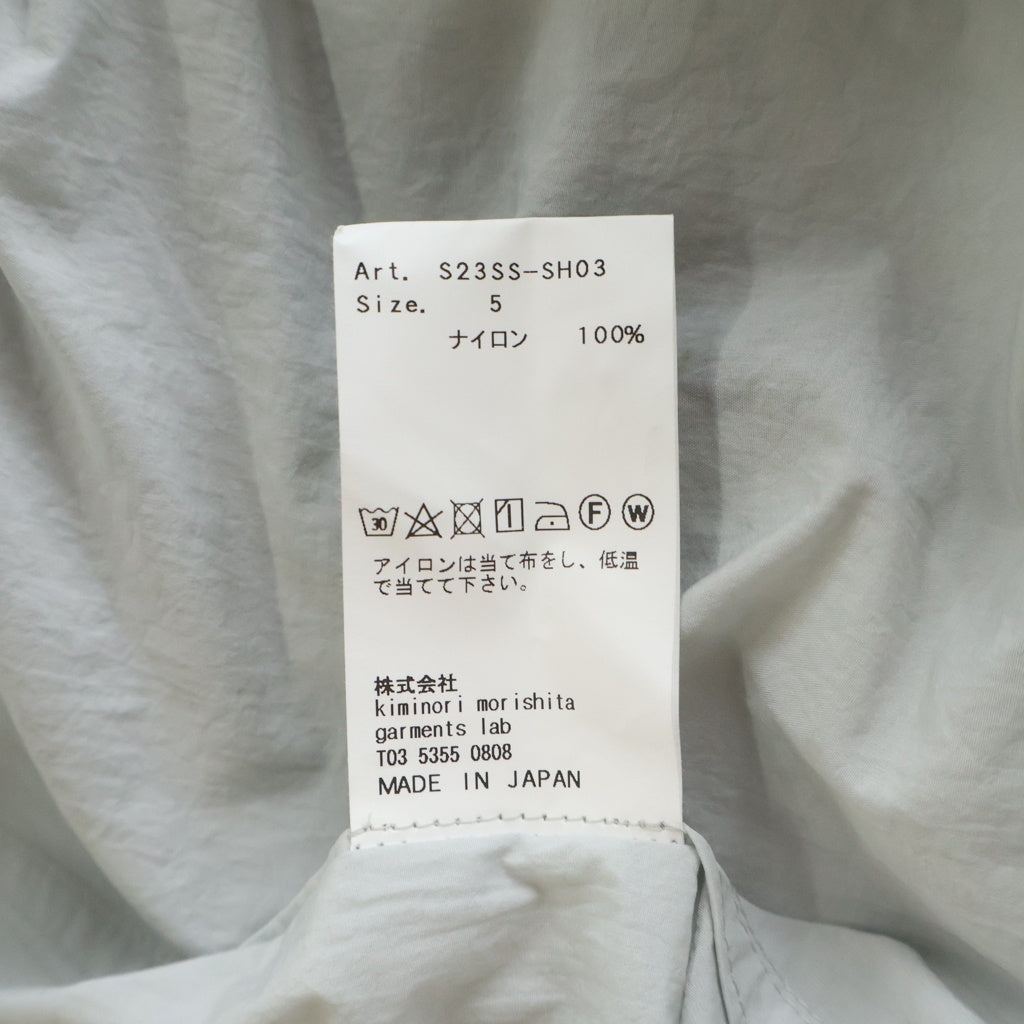 08sircus(ゼロエイトサーカス) 23SS Recycling Nylon Stand Collar Shirt リサイクリングナイロン スタンドカラー 長袖シャツ ライトグレー S23SS-SH03