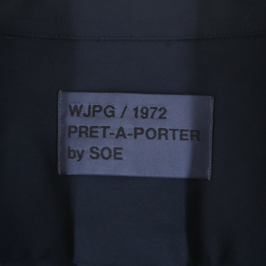 NO BRAND(ノーブランド) SOE READY TO WEAR ソーイレディートゥウェア WJPG ビスコース サイドライン オープンカラー半袖シャツ ネイビー 1231-81-006
