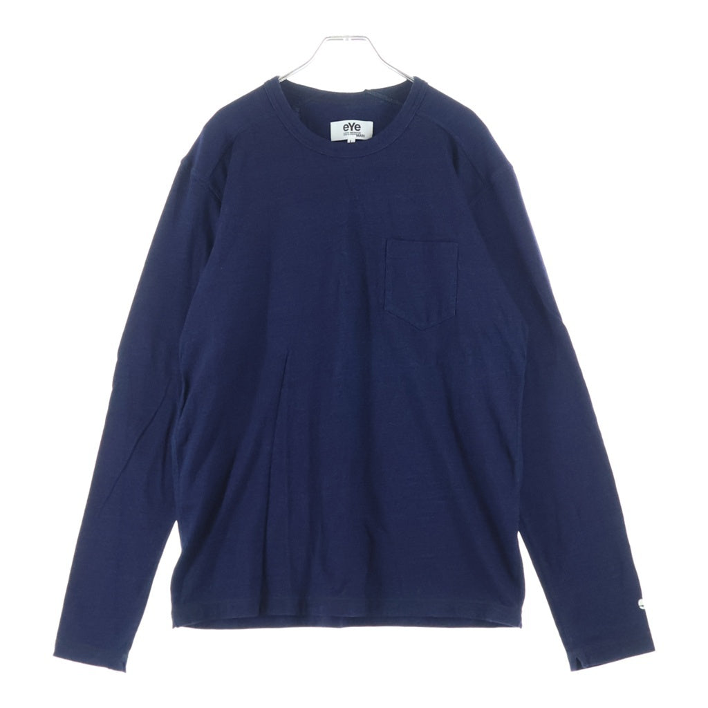JUNYA WATANABE COMME des GARCONS(ジュンヤワタナベ コムデギャルソン) 20AW AD2020 コットン 胸ポケット クルーネック長袖Tシャツ カットソー ネイビー WF-T905