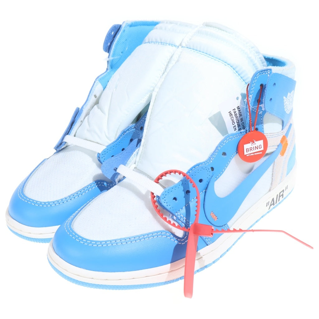 NIKE(ナイキ) ×OFF-WHITE AIR JORDAN 1 POWDER BLUE UNC オフホワイト エアジョーダン1 パウダーブルー ハイカットスニーカー ホワイト/ブルー US10/28cm AQ0818-148