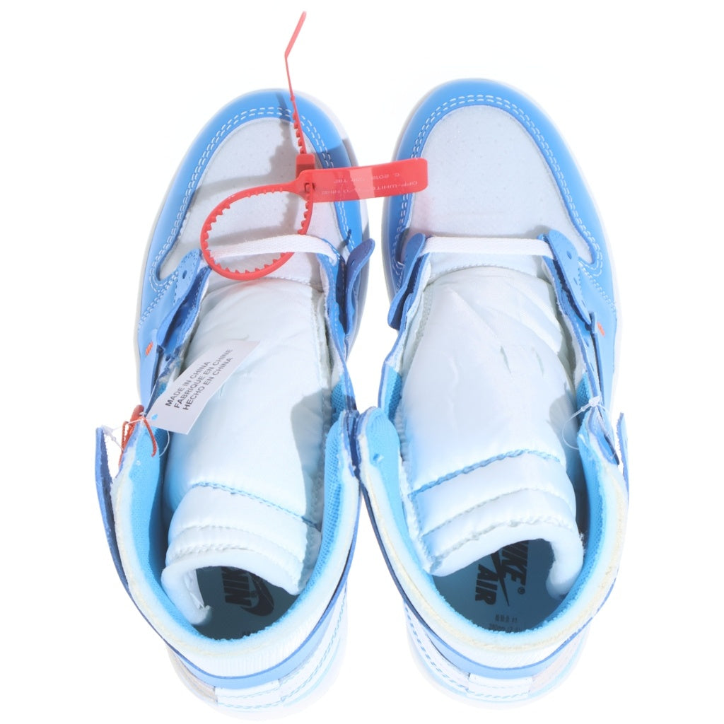 NIKE(ナイキ) ×OFF-WHITE AIR JORDAN 1 POWDER BLUE UNC オフホワイト エアジョーダン1 パウダーブルー ハイカットスニーカー ホワイト/ブルー US10/28cm AQ0818-148