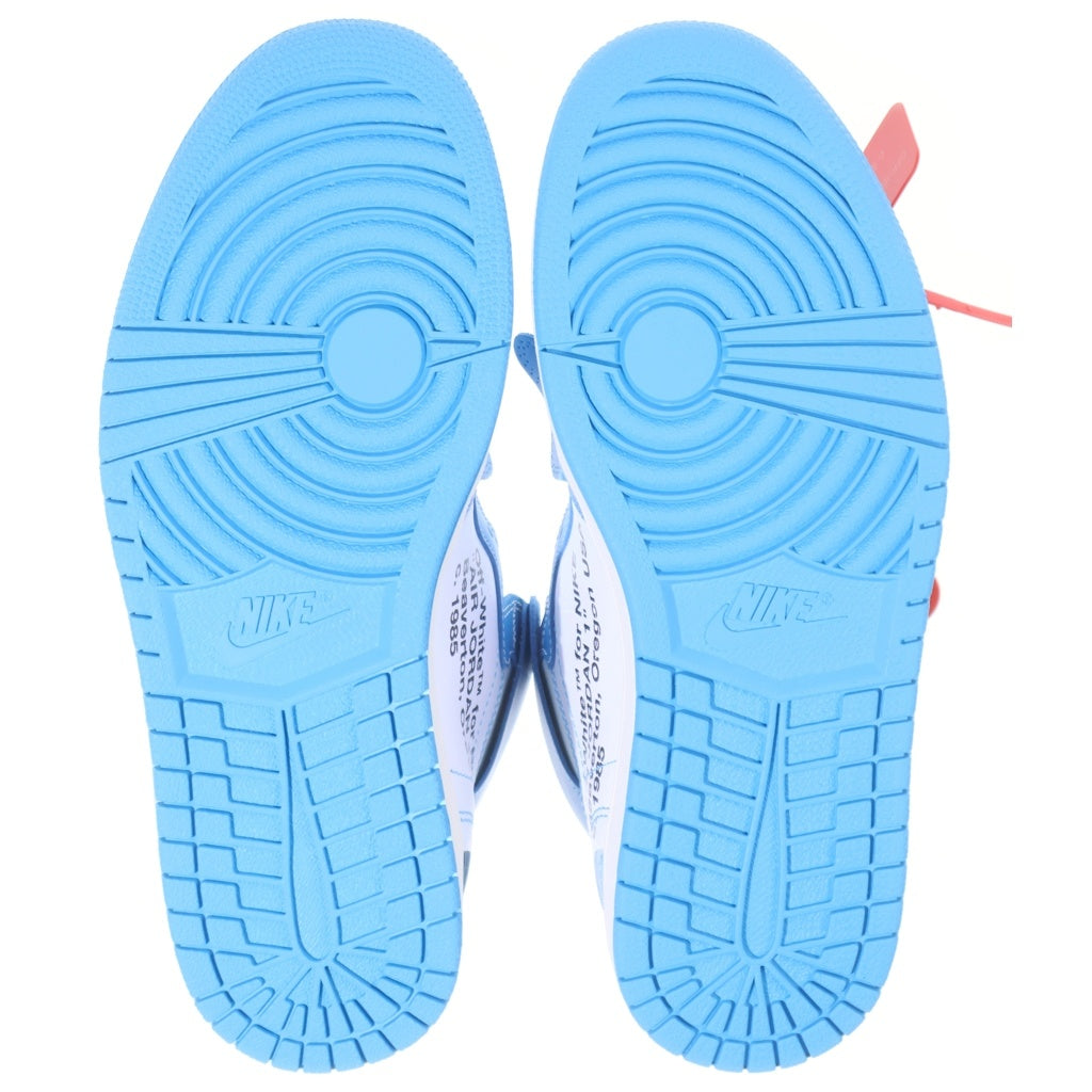 NIKE(ナイキ) ×OFF-WHITE AIR JORDAN 1 POWDER BLUE UNC オフホワイト エアジョーダン1 パウダーブルー ハイカットスニーカー ホワイト/ブルー US10/28cm AQ0818-148