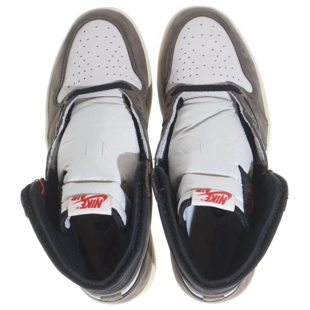 NIKE(ナイキ) ×TRAVIS SCOTT AIR JORDAN 1 RETRO HIGH OG TS SP トラヴィススコット エアジョーダン1 レトロ ハイカットスニーカー ブラウン/ホワイト US10/28cm CD4487-100