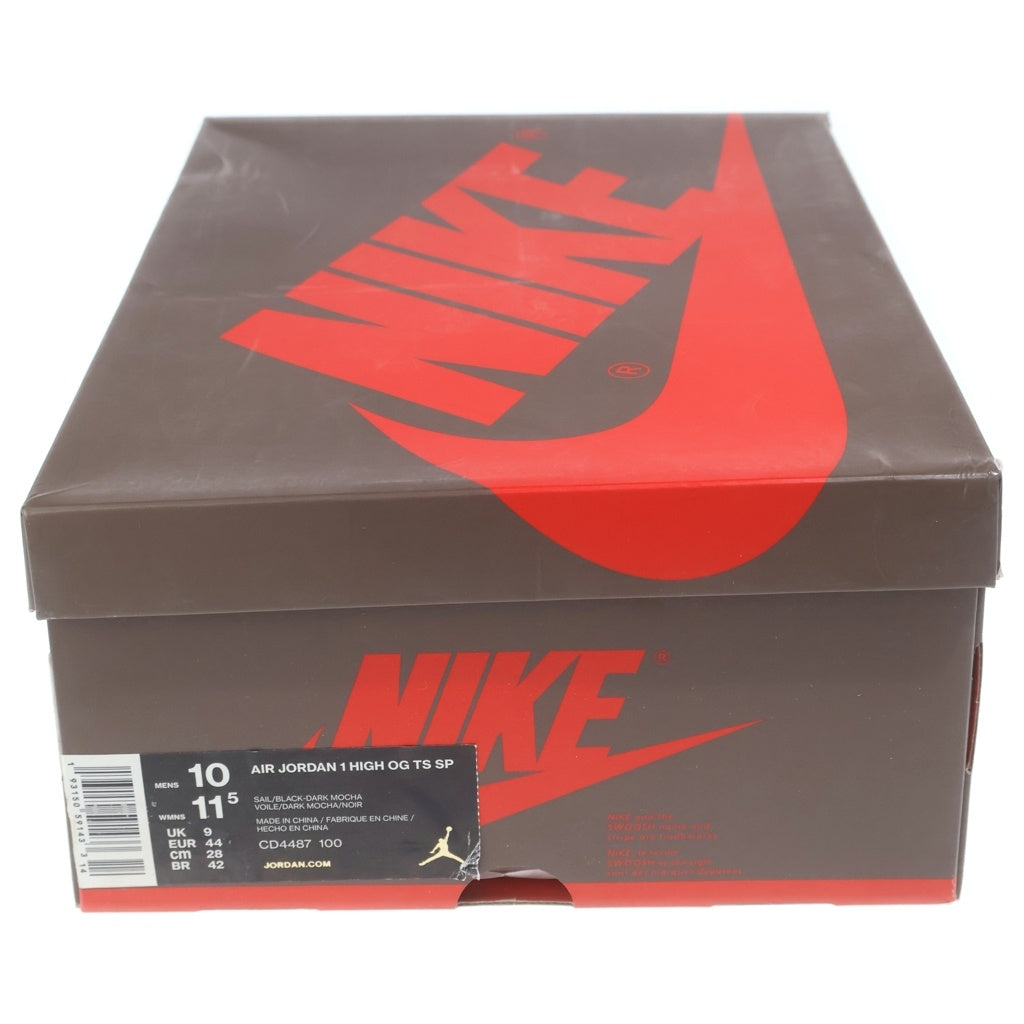 NIKE(ナイキ) ×TRAVIS SCOTT AIR JORDAN 1 RETRO HIGH OG TS SP トラヴィススコット エアジョーダン1 レトロ ハイカットスニーカー ブラウン/ホワイト US10/28cm CD4487-100