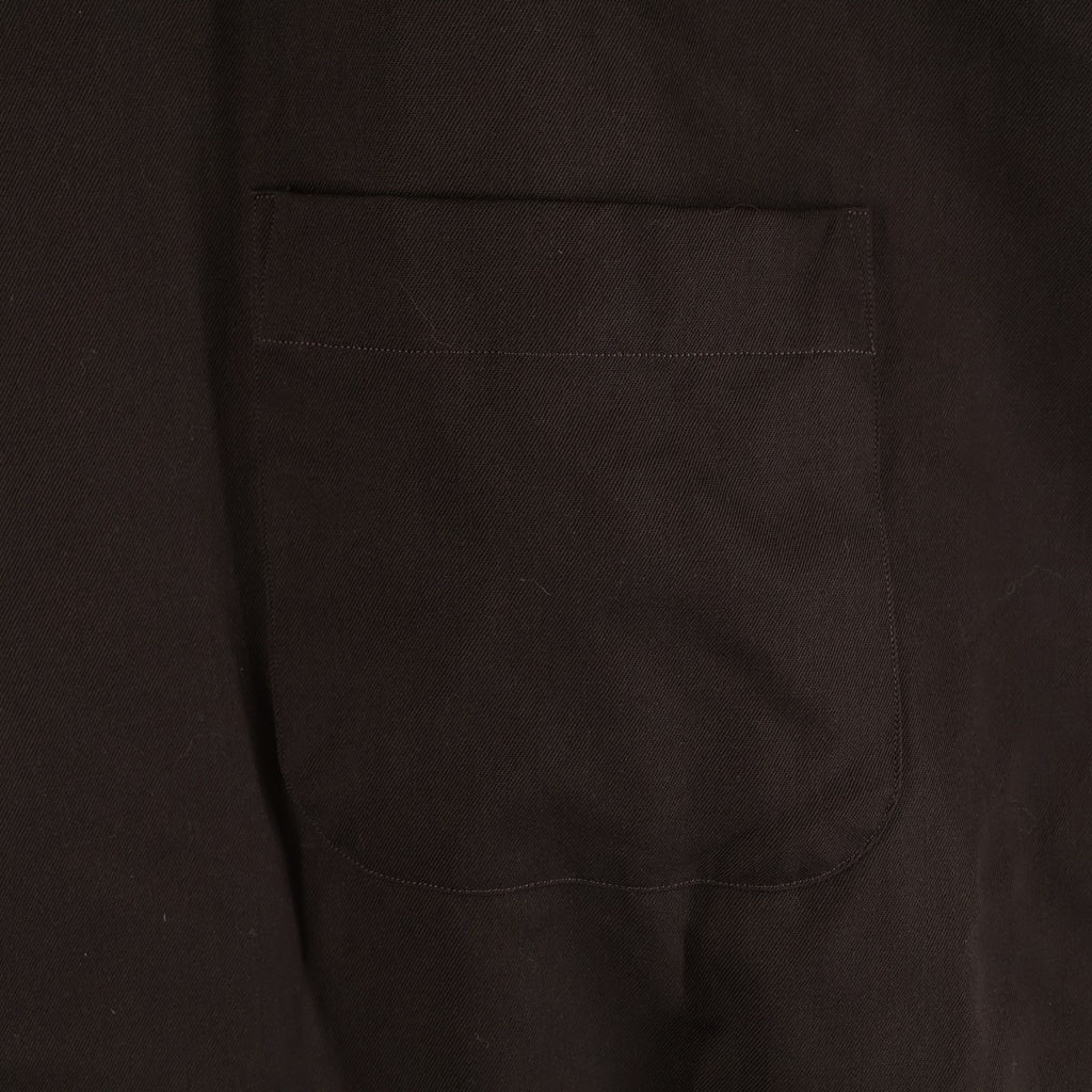 MARKAWARE(マーカウェア) 25AW ITALIAN COLLAR SHIRT ORGANIC WOOL GABARDINE オーガニック ウールギャバジン イタリアンカラー 長袖シャツ ブラウン A25C01SH01C
