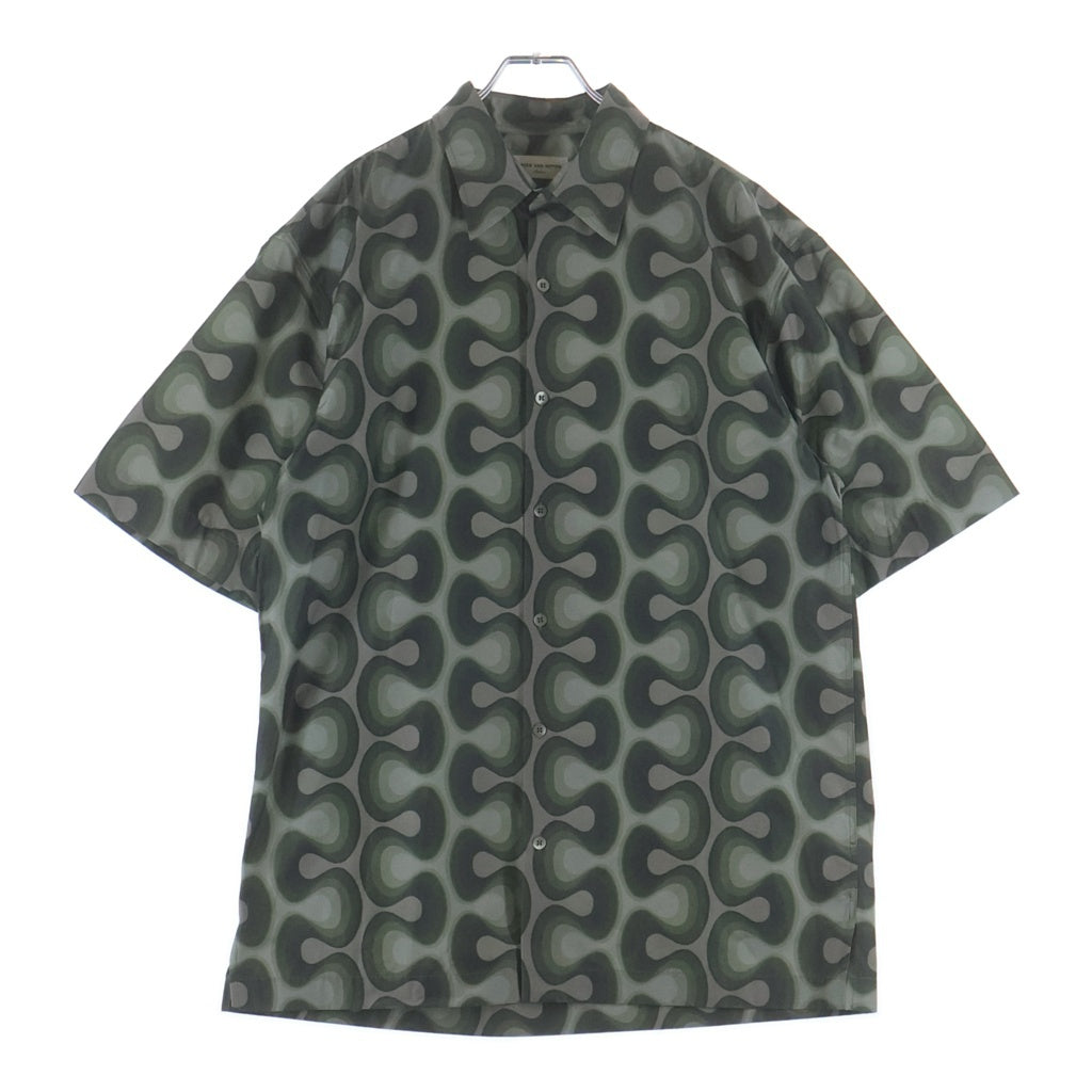 DRIES VAN NOTEN(ドリスヴァンノッテン) CASSIDYE 8027 M.W SHIRT クラシックダイ ナイロン 総柄 半袖シャツ カーキ 241-020709-8027-606