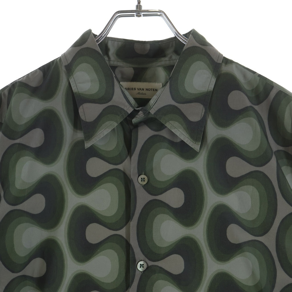 DRIES VAN NOTEN(ドリスヴァンノッテン) CASSIDYE 8027 M.W SHIRT クラシックダイ ナイロン 総柄 半袖シャツ カーキ 241-020709-8027-606